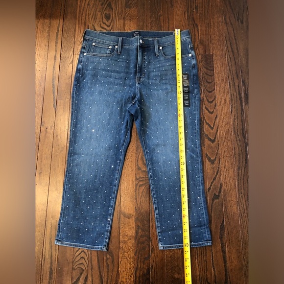 J. Crew Women’s 34P Petite Rhinestone Essential Straight Signature Stretch Jeans - Picture 9 of 15
